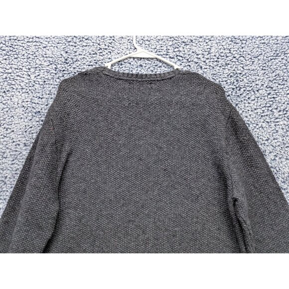 Liz Claiborne Cable Knit Fisherman Sweater Size LG Knit Wool Blend Chunky Gray - Picture 6 of 10